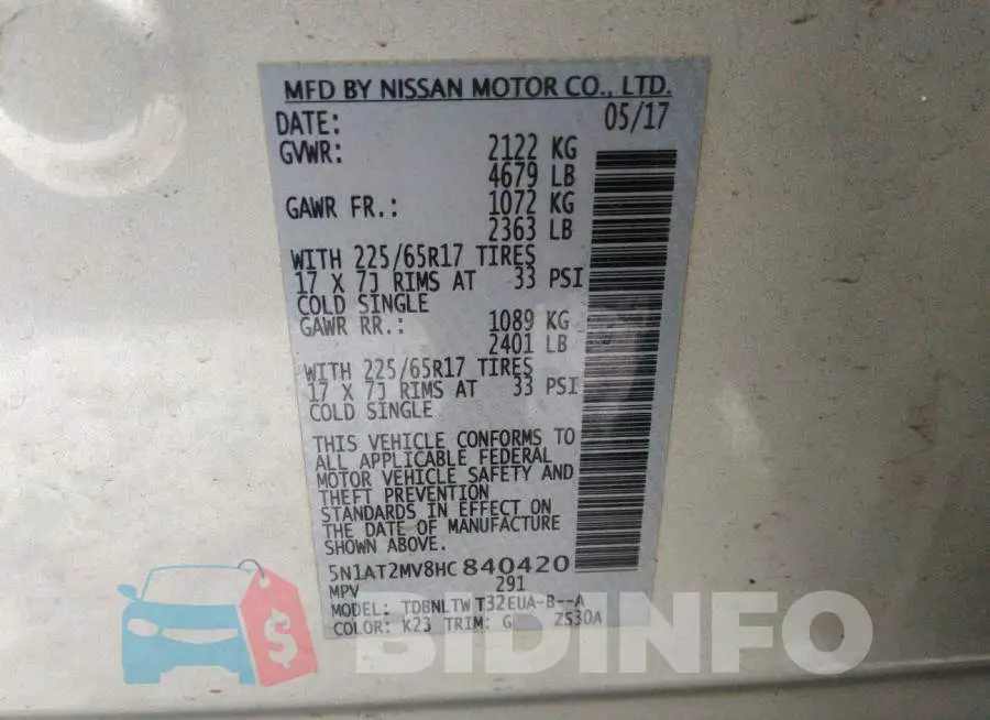 5N1AT2MV8HC840420 Photo# 9