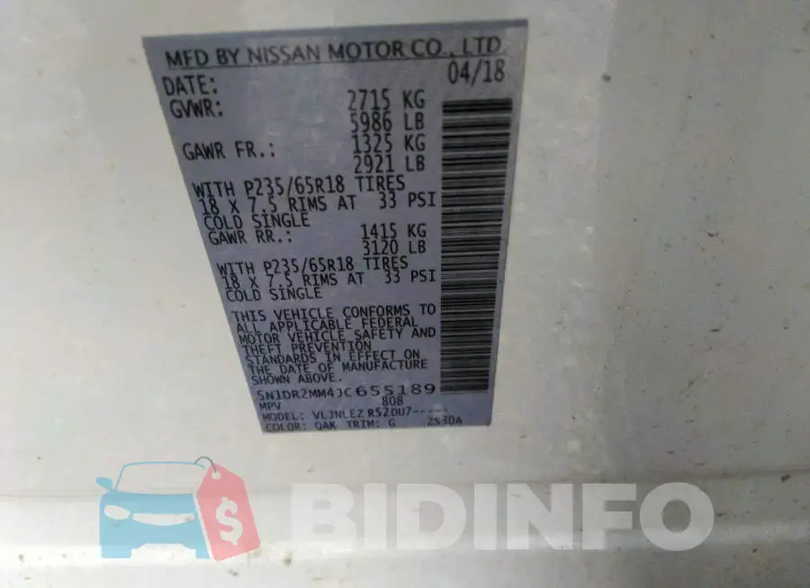 5N1DR2MM4JC655189 Photo# 9