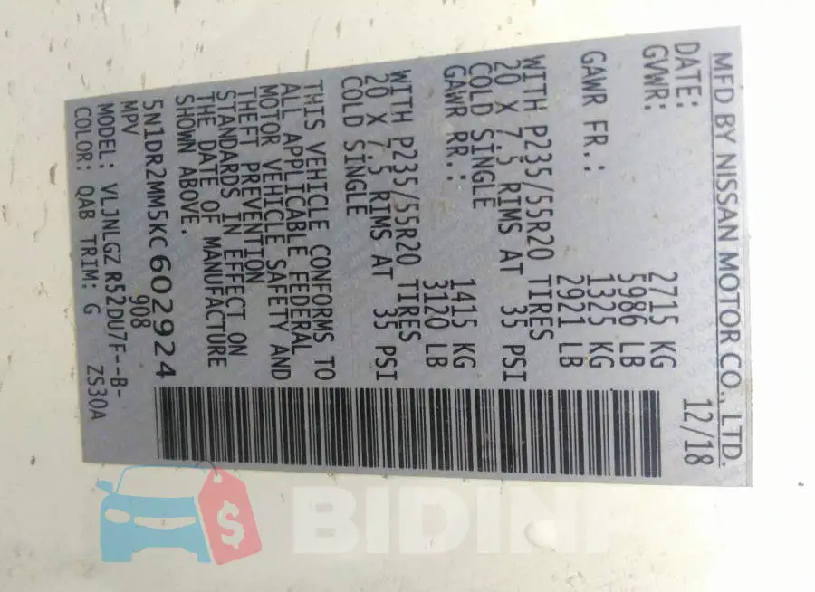 5N1DR2MM5KC602924 Photo# 9