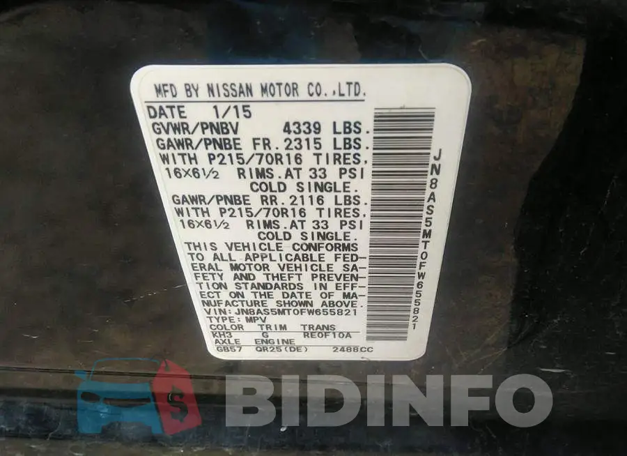 JN8AS5MT0FW655821 Photo# 9