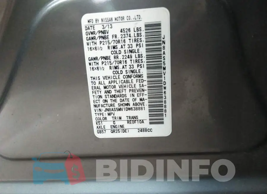 JN8AS5MV1DW638881 Photo# 9
