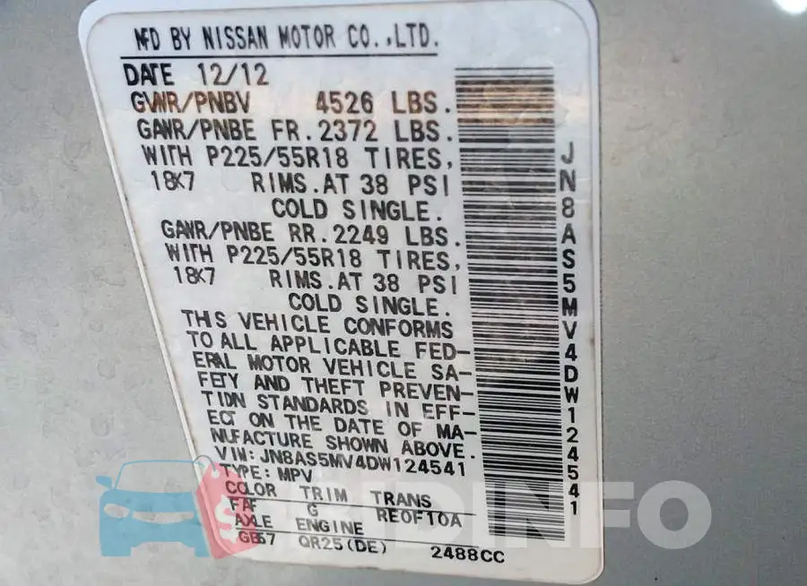 JN8AS5MV4DW124541 Photo# 9