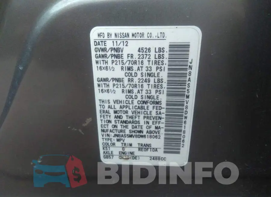 JN8AS5MV8DW618062 Photo# 9