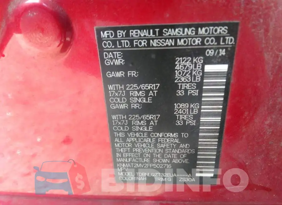 KNMAT2MV2FP502716 Photo# 9