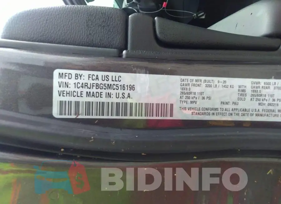 1C4RJFBG5MC516196 Photo# 9