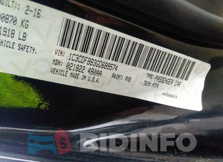 1C3CDFBB3GD689574 Photo# 9
