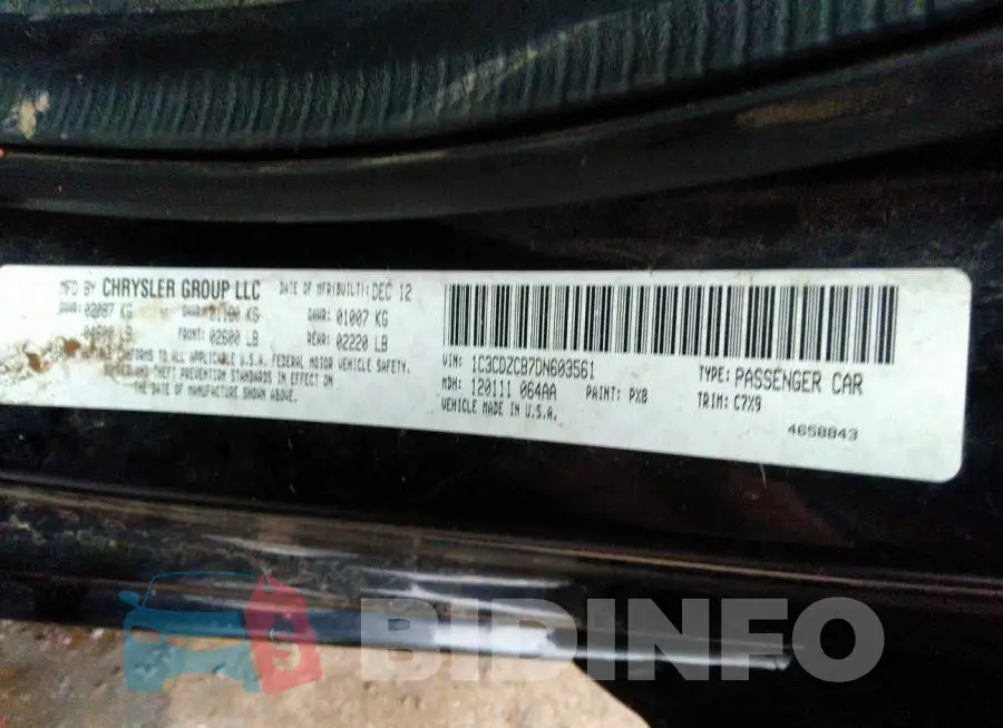 1C3CDZCB7DN603561 Photo# 9