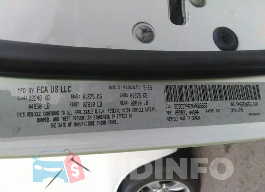 2C3CDZAG2KH669987 Photo# 9