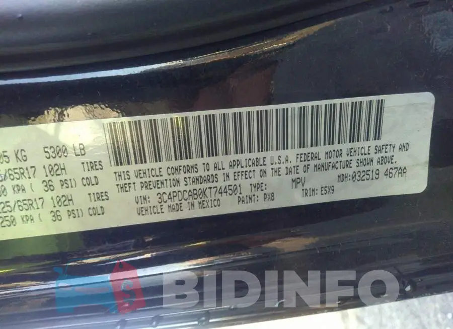 3C4PDCAB0KT744501 Photo# 9