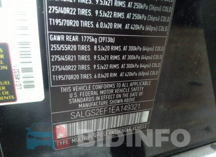 SALGS2EF1EA149321 Photo# 9