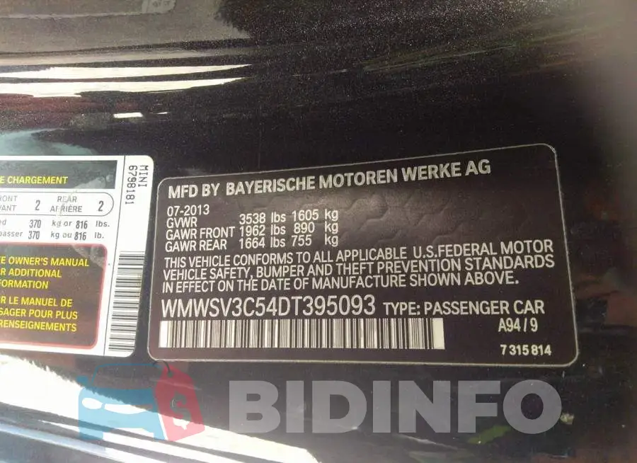 WMWSV3C54DT395093 Photo# 9