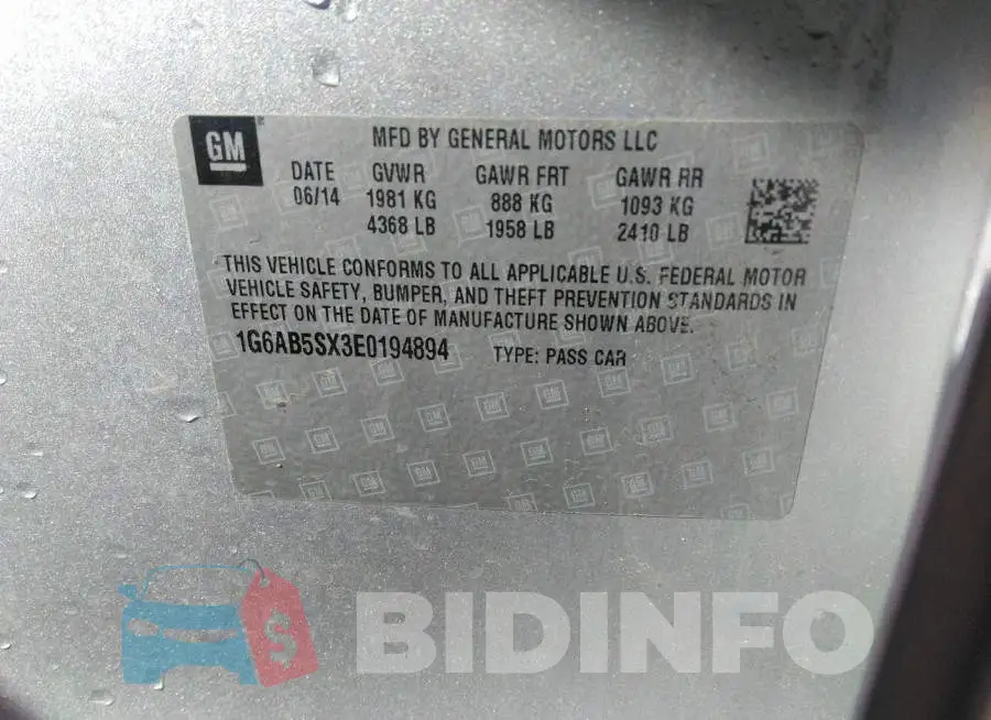 1G6AB5SX3E0194894 Photo# 9