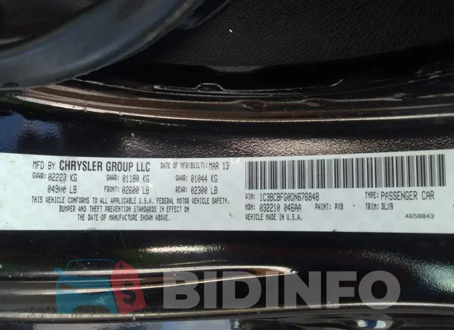 1C3BCBFG0DN676848 Photo# 9