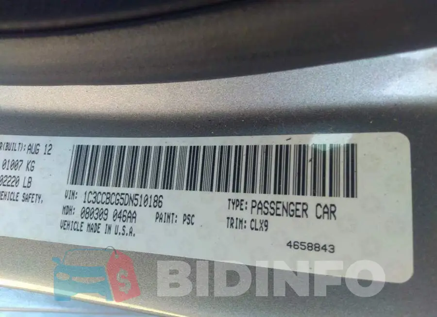1C3CCBCG5DN510186 Photo# 9