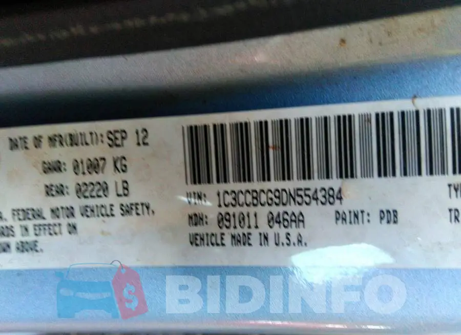1C3CCBCG9DN554384 Photo# 9
