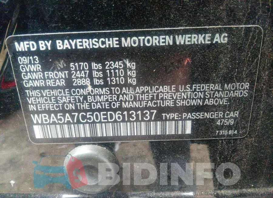 WBA5A7C50ED613137 Photo# 9