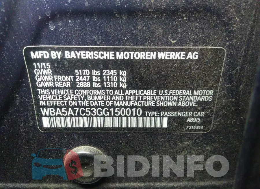 WBA5A7C53GG150010 Photo# 9