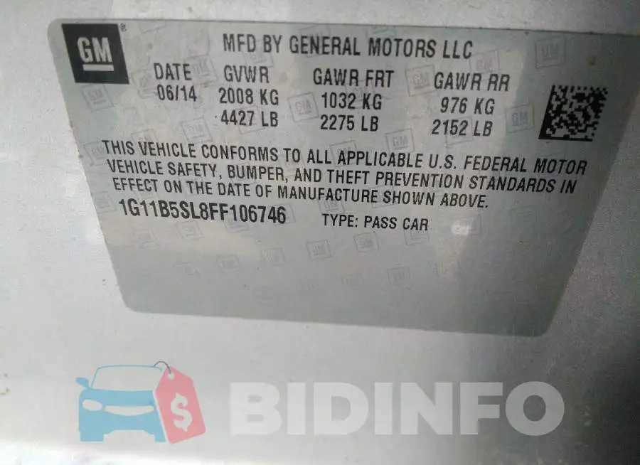 1G11B5SL8FF106746 Photo# 9