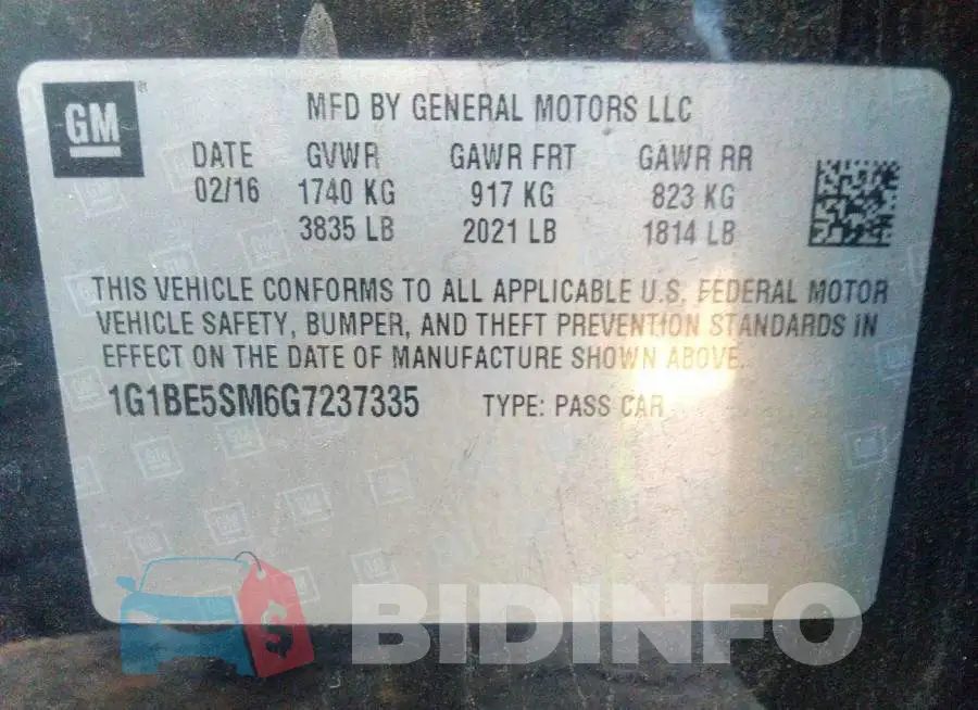 1G1BE5SM6G7237335 Photo# 9