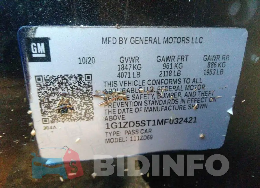 1G1ZD5ST1MF032421 Photo# 9