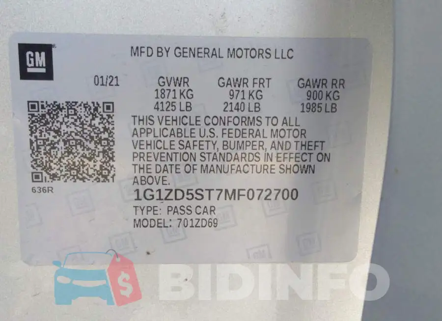 1G1ZD5ST7MF072700 Photo# 9