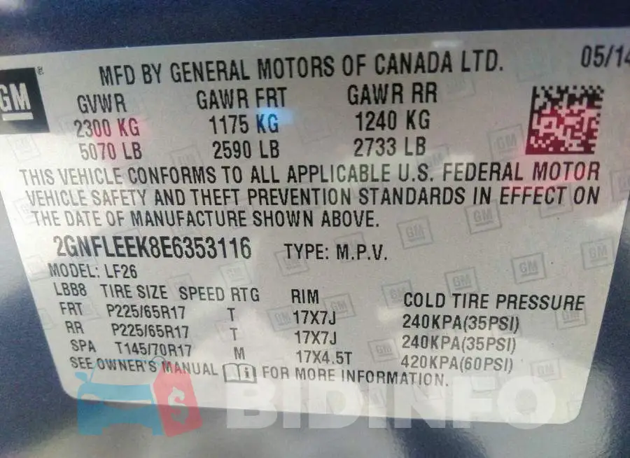 2GNFLEEK8E6353116 Photo# 9