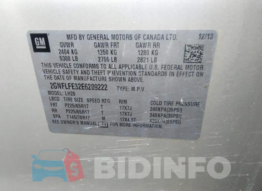 2GNFLFE32E6209222 Photo# 9