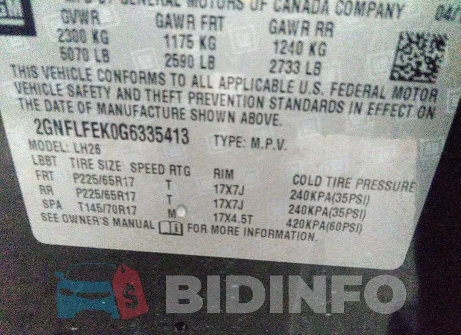 2GNFLFEK0G6335413 Photo# 9