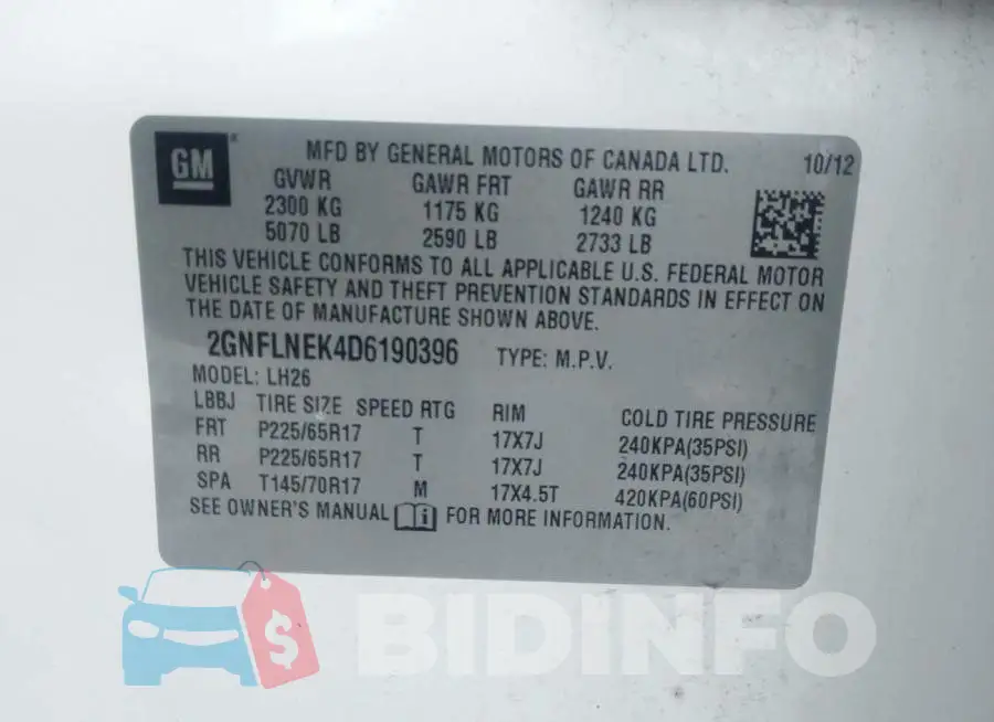 2GNFLNEK4D6190396 Photo# 9