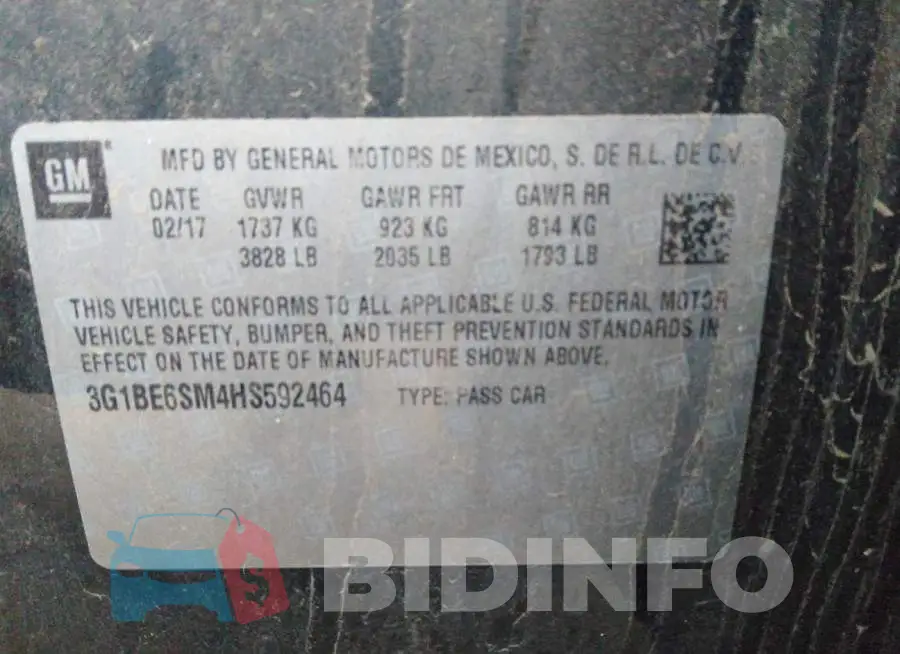 3G1BE6SM4HS592464 Photo# 9