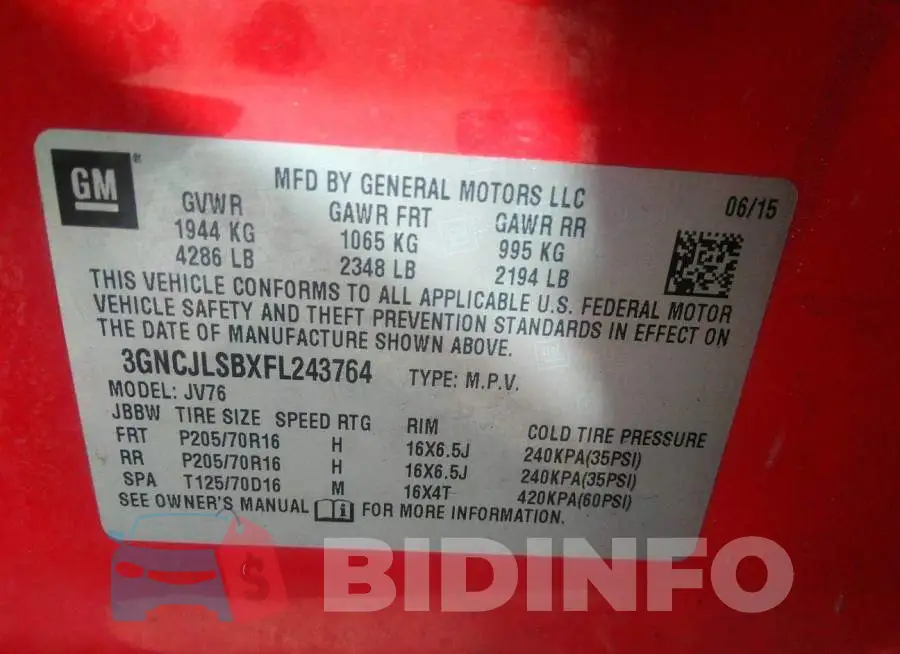 3GNCJLSBXFL243764 Photo# 9