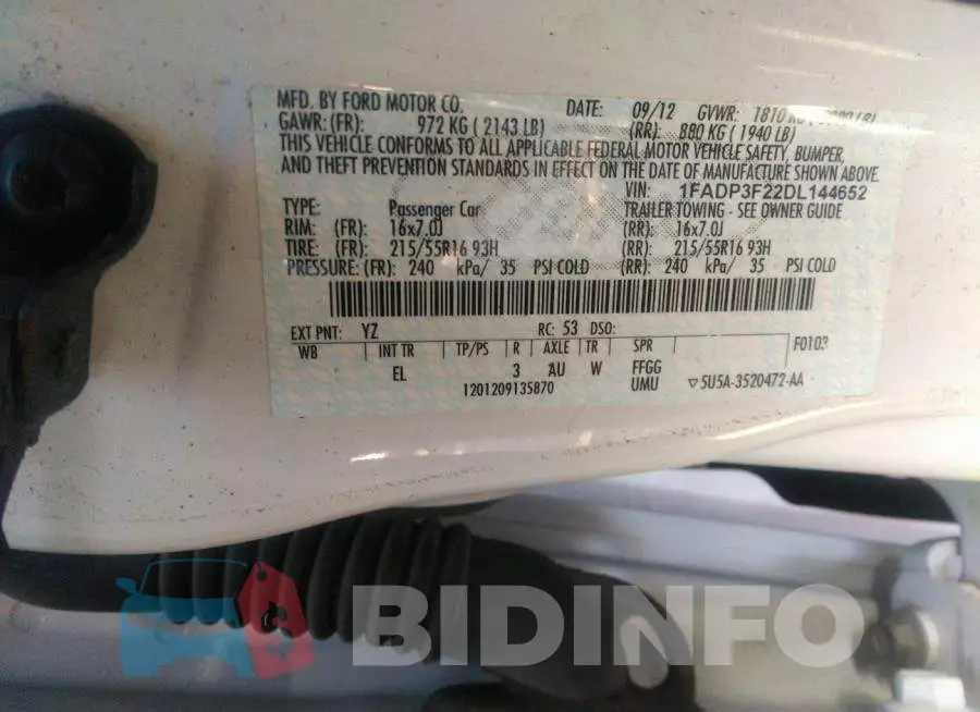 1FADP3F22DL144652 Photo# 9