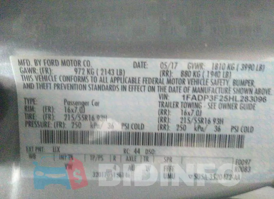 1FADP3F25HL283096 Photo# 9
