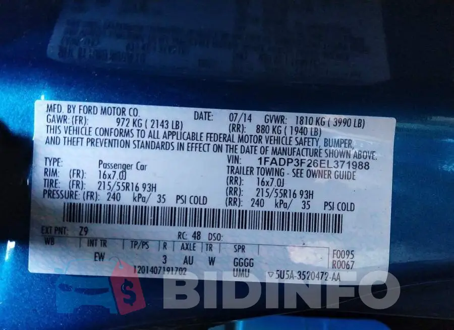 1FADP3F26EL371988 Photo# 9