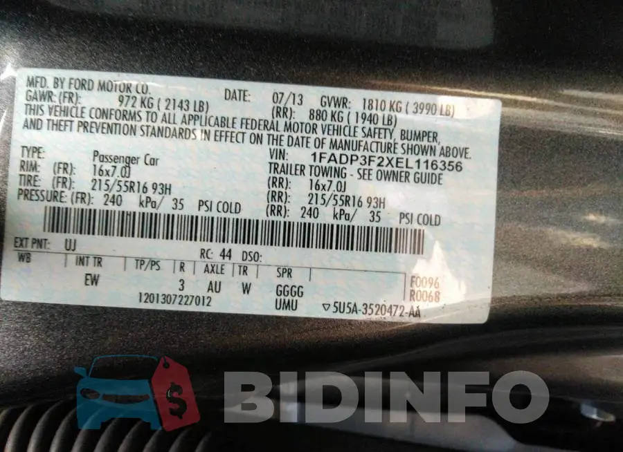 1FADP3F2XEL116356 Photo# 9