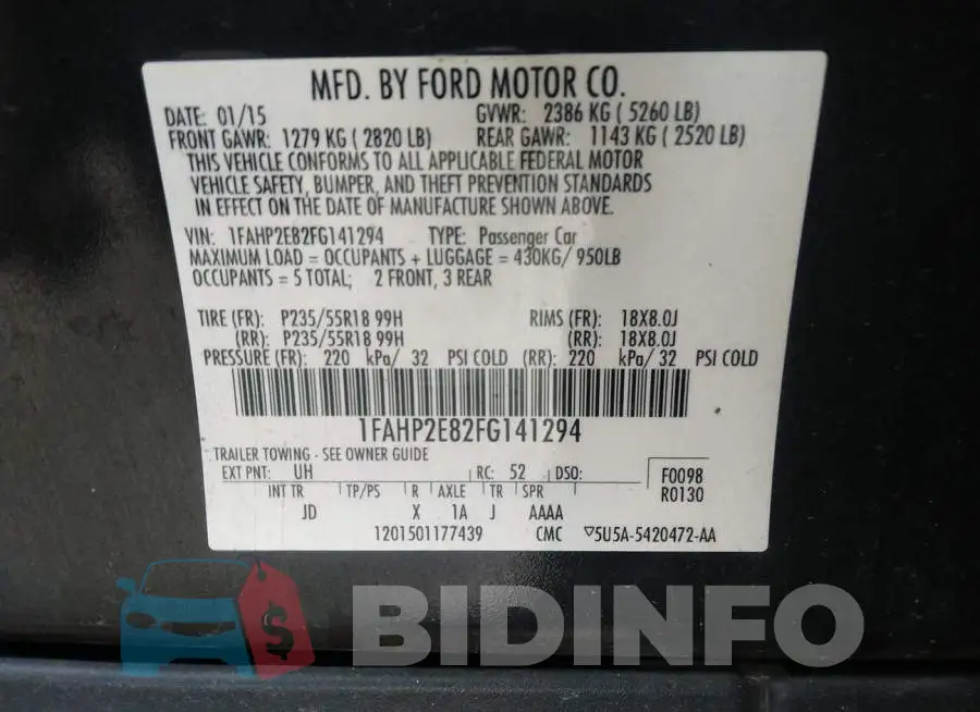 1FAHP2E82FG141294 Photo# 9