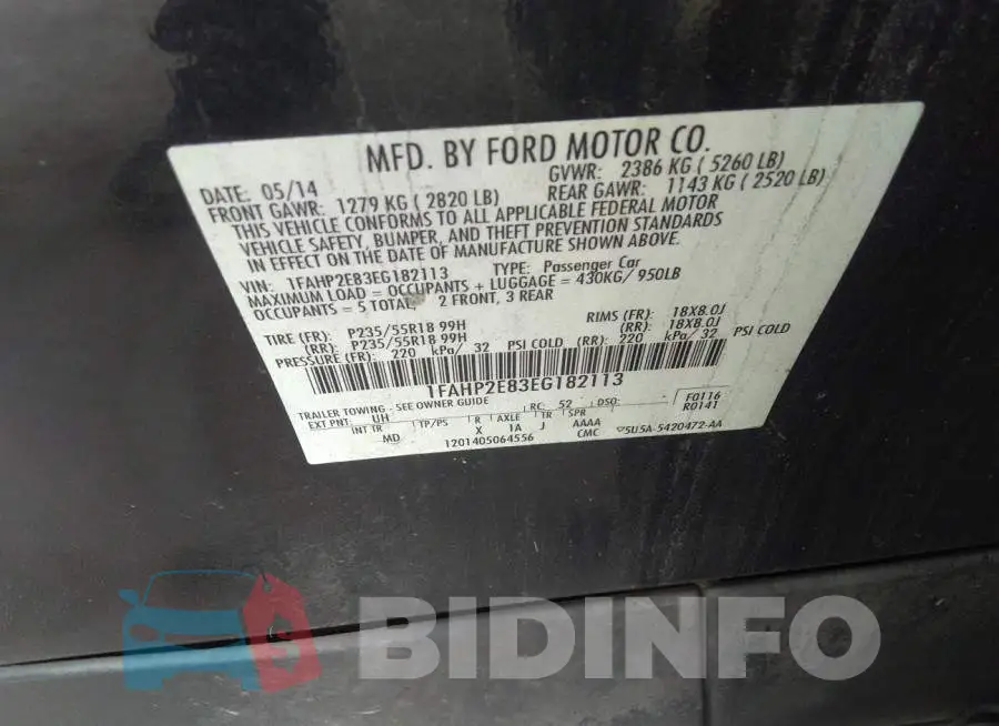 1FAHP2E83EG182113 Photo# 9