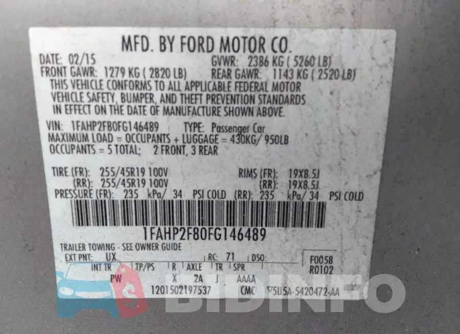 1FAHP2F80FG146489 Photo# 9
