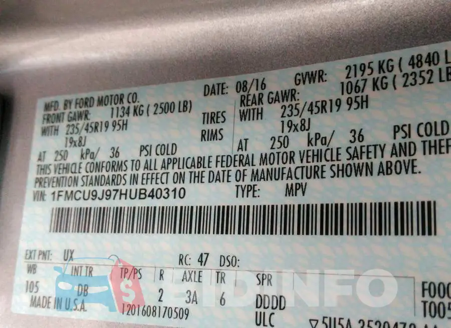 1FMCU9J97HUB40310 Photo# 9