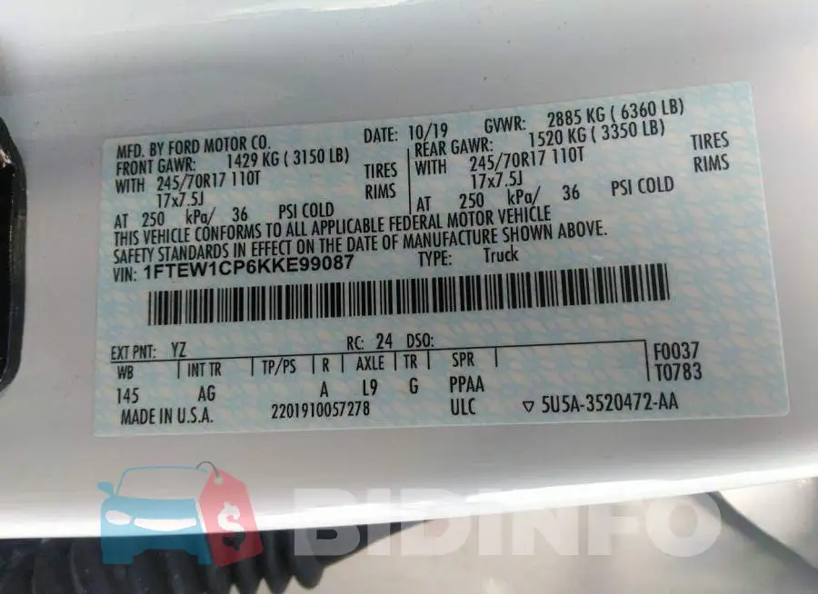 1FTEW1CP6KKE99087 Photo# 6
