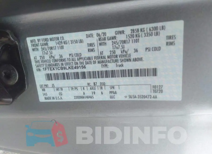 1FTEX1CB9LKE49156 Photo# 9