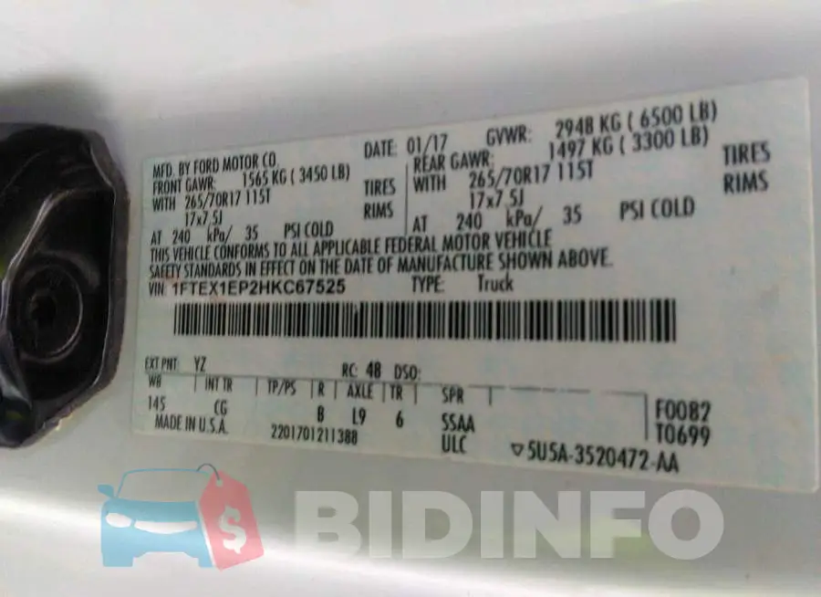 1FTEX1EP2HKC67525 Photo# 9
