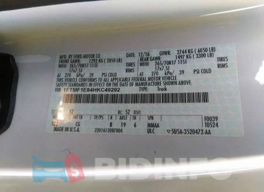 1FTMF1E84HKC49292 Photo# 9