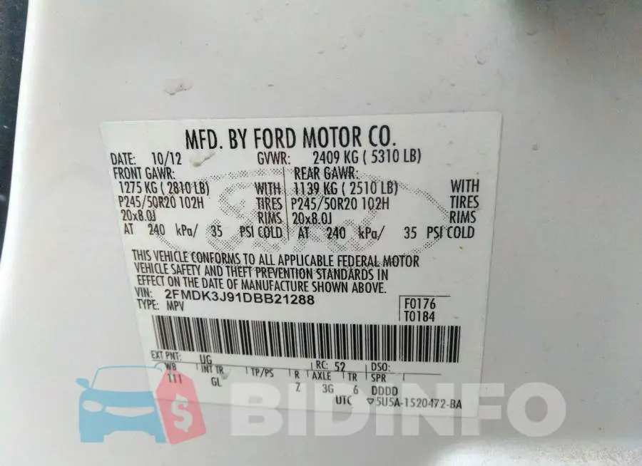 2FMDK3J91DBB21288 Photo# 9