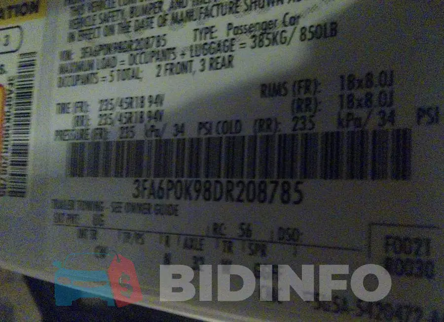 3FA6P0K98DR208785 Photo# 9