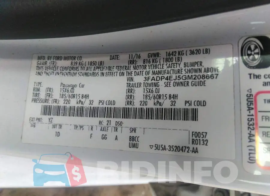 3FADP4EJ5GM208667 Photo# 9
