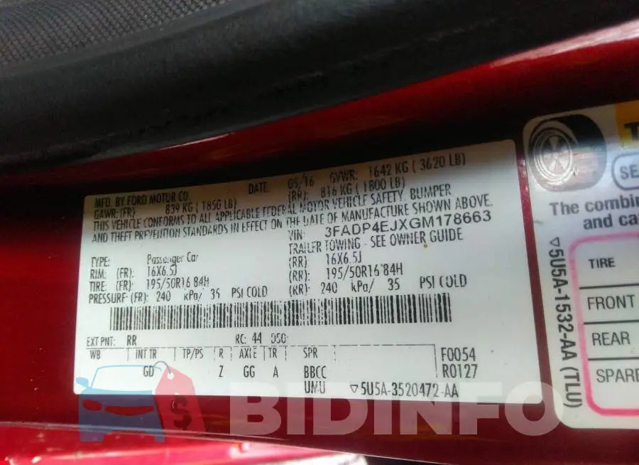 3FADP4EJXGM178663 Photo# 9