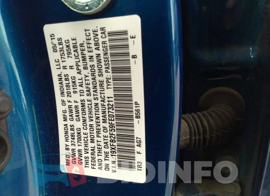 19XFB2F59FE073211 Photo# 9