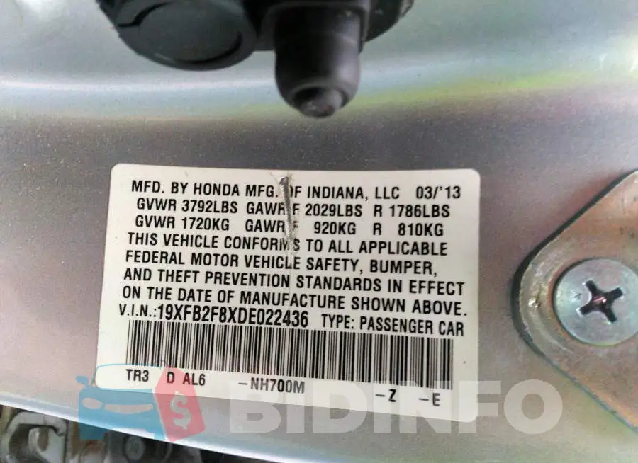 19XFB2F8XDE022436 Photo# 9