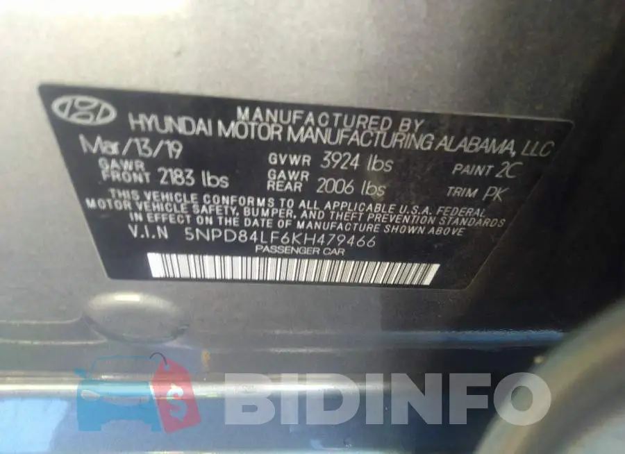 5NPD84LF6KH479466 Photo# 9
